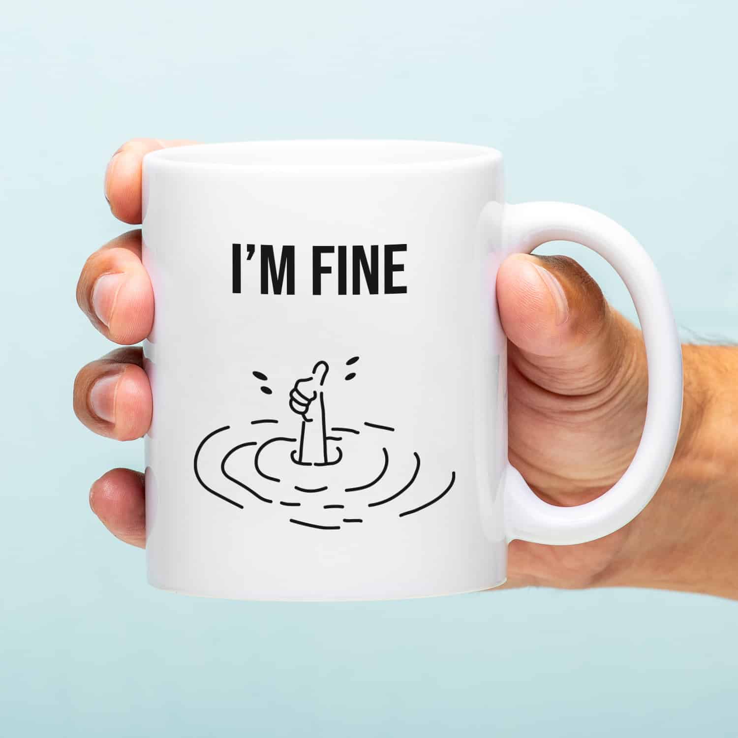 Mok met Tekst ‘’I'm fine’’ | Materiaal: Keramiek | 33 cl | Mok met Tekst | Koffie Mok | Grappige Cadeau | Vaatwasser bestendig | Humor | Mok met grappige tekst