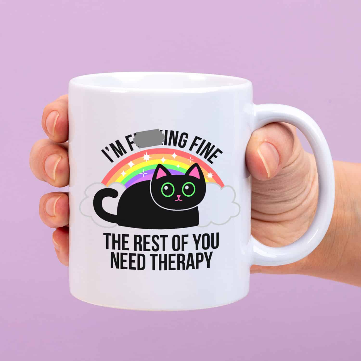 Mok met Tekst ‘’I'm Fucking fine’’ | Materiaal: Keramiek | 33 cl | Mok met Tekst | Koffie Mok | Grappige Cadeau | Vaatwasser bestendig | Humor | Mok met grappige tekst