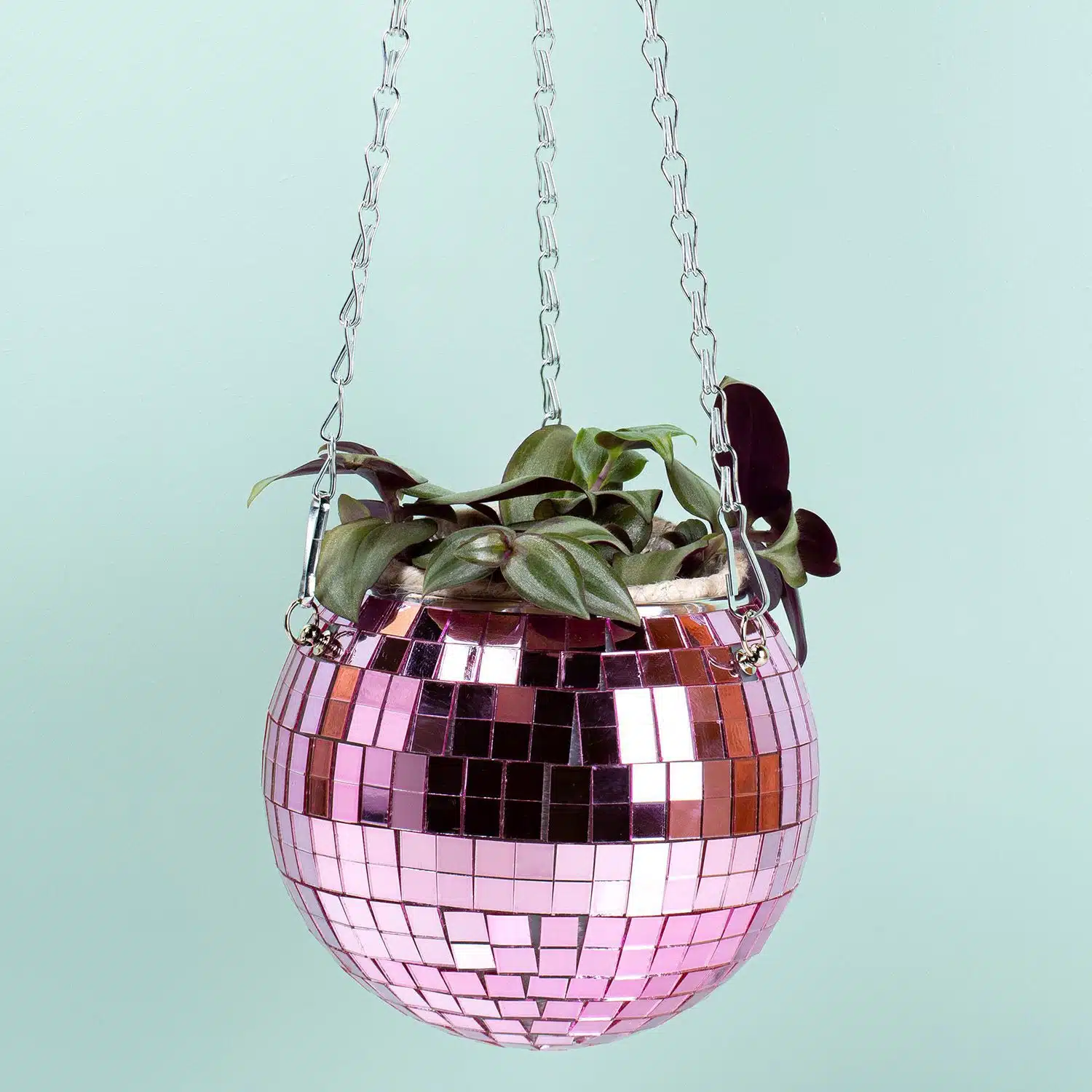 Hangende discobal bloempot - Roze