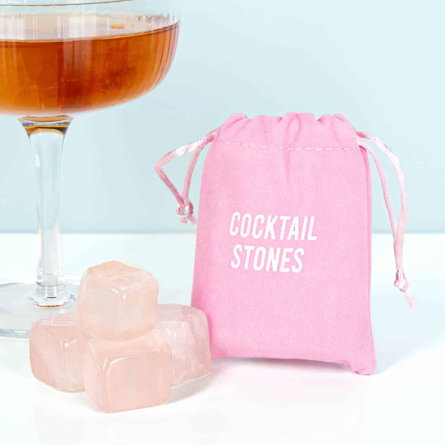 Cocktail koelstenen van rozenkwarts (set van 6)