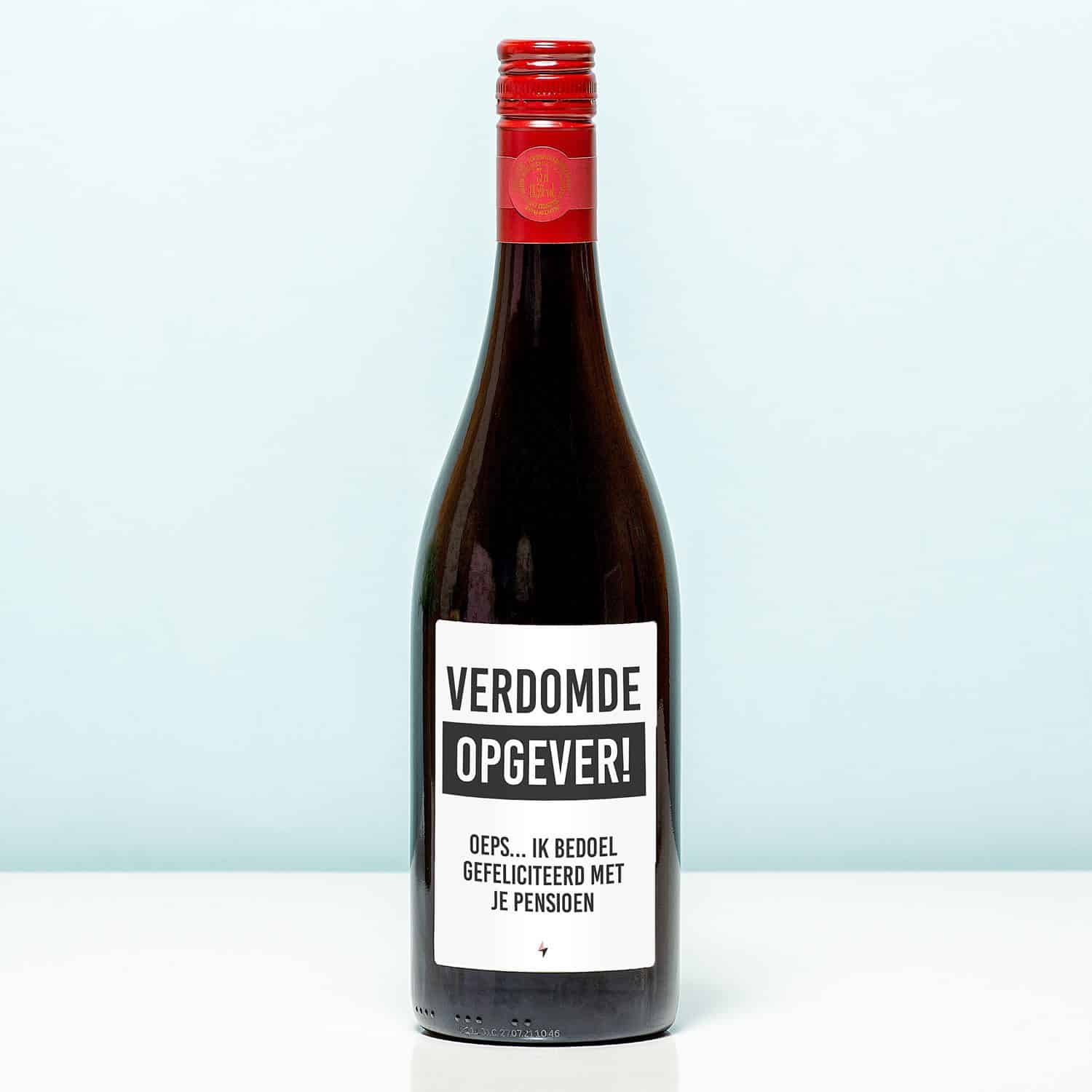 Wijnfles Opgever pensioen - Rood (Merlot)