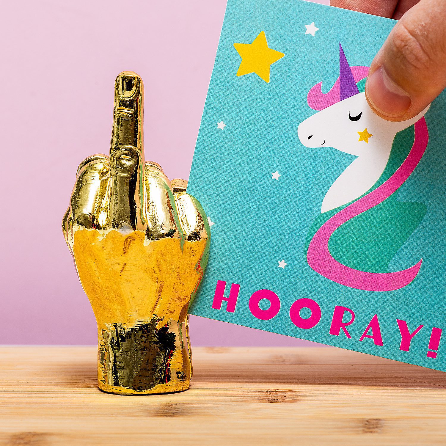 Middelvinger fotohouder - Goud