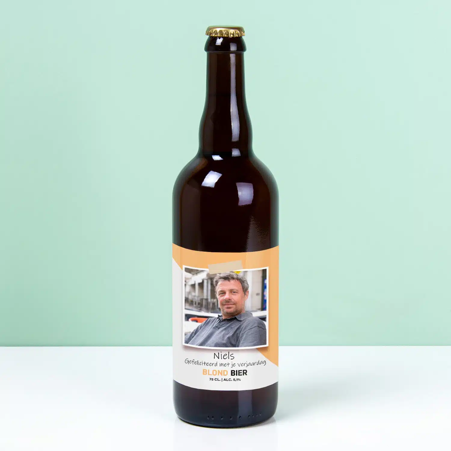 Gepersonaliseerde bierfles met foto (750 ml)