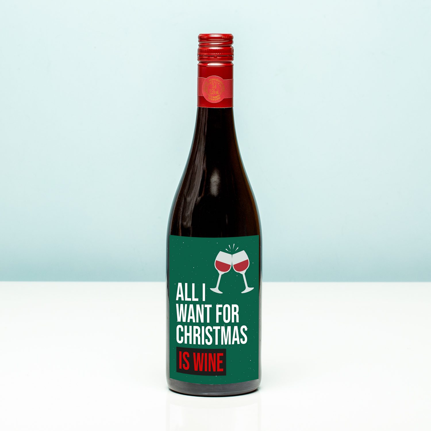Kerst wijnfles All I want for Christmas is wine