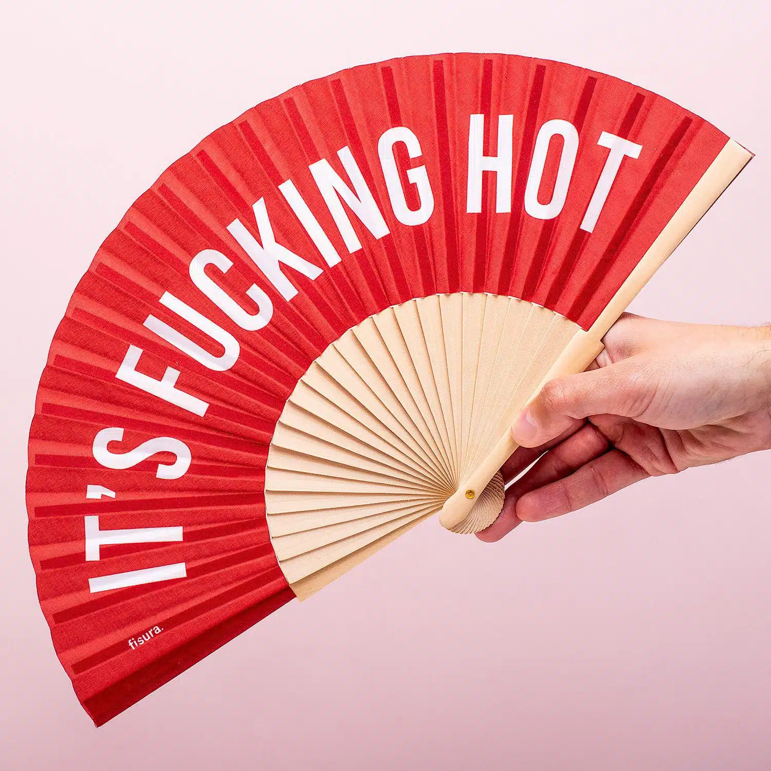 Houten waaier It's Fucking Hot - Rood