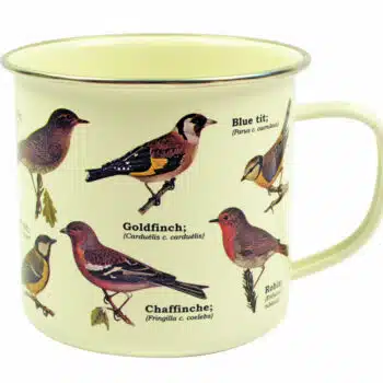 Emaille mok met vogels