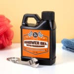 Motorolie douchegel met mini moersleutel sleutelhanger