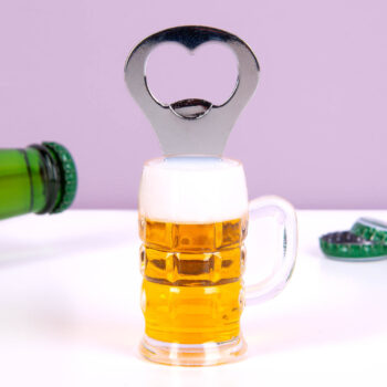 Metal bottle opener, beer glass with magnet, ca. 10, 5 x 3, 5 cm, 18 pcs. per display