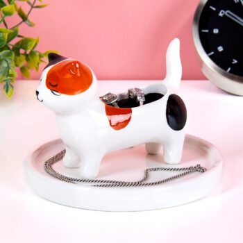 Kat ringhouder - Wit met vlekken