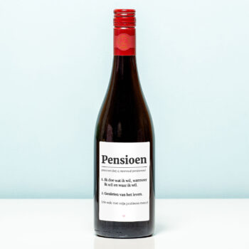 Wijnfles Pensioen woordenboek - Rood (Merlot)