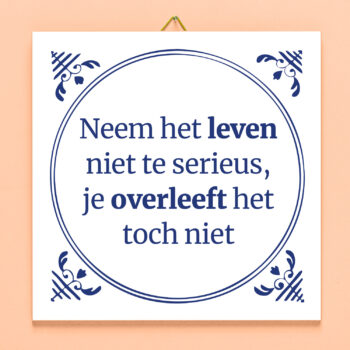 Tegeltje Neem het leven niet te serieus
