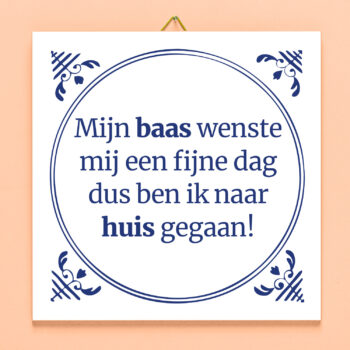 Tegeltje Mijn baas wenste mij een fijne dag