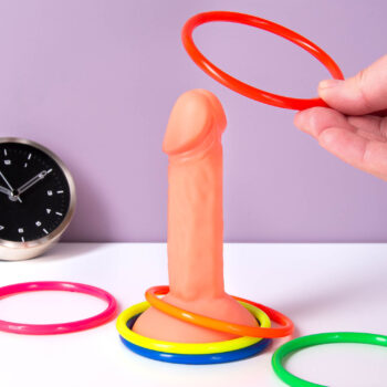 Ring toss game, Penis, with 6 rings, approx. 15 cm, on blistercard